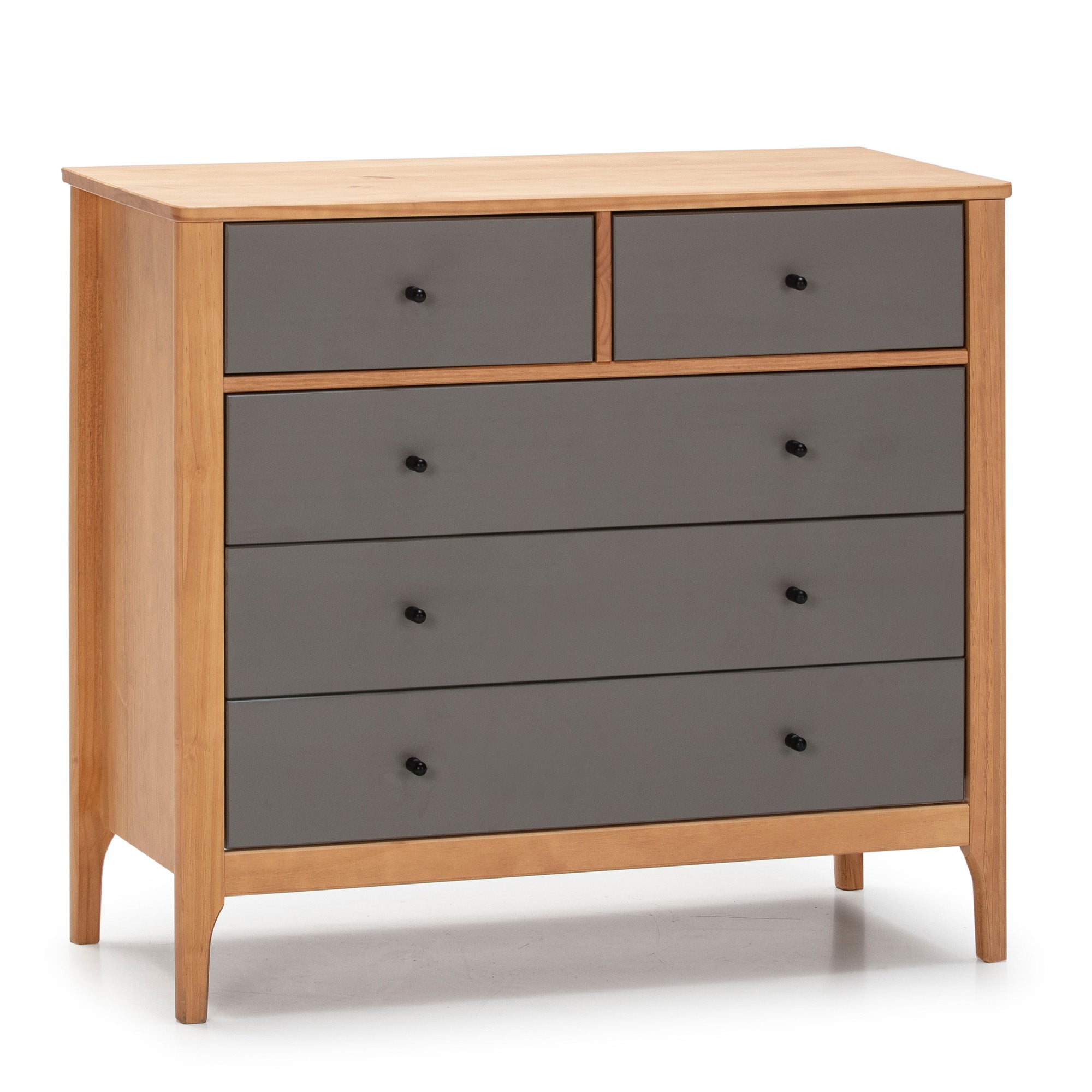 Commode 5 tiroirs Luca dans les tiroirs Chêne/Gris, 79 cm Longueur ...