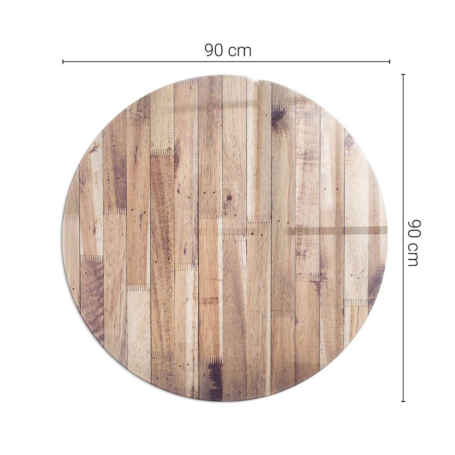 Okragła podkładka na podłogę ze szkła hartowanego - fi 90 cm - Deska drewniana w układzie - TULUP - 2