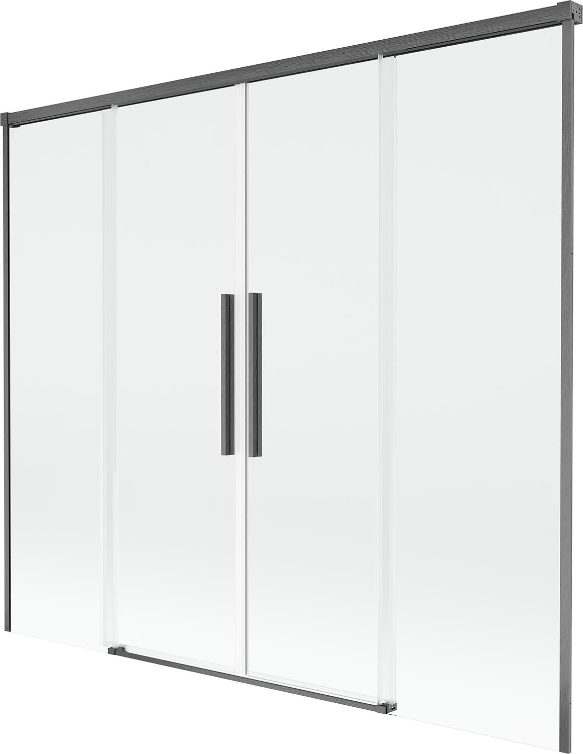 Mexen Rox parawan nawannowy 2-skrzydłowy rozsuwany 170 x 150 cm, transparent, gun gray szczotkowany - 8C9-170-002-66-00