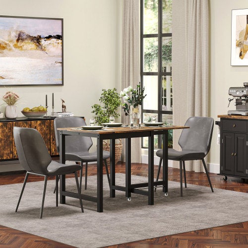 Mesa de cocina extensible y plegable con ruedas, de metal, soporta hasta 20 kg, ideal para cocina o comedor, 118 x 70 x 76.5 cm, color marrón