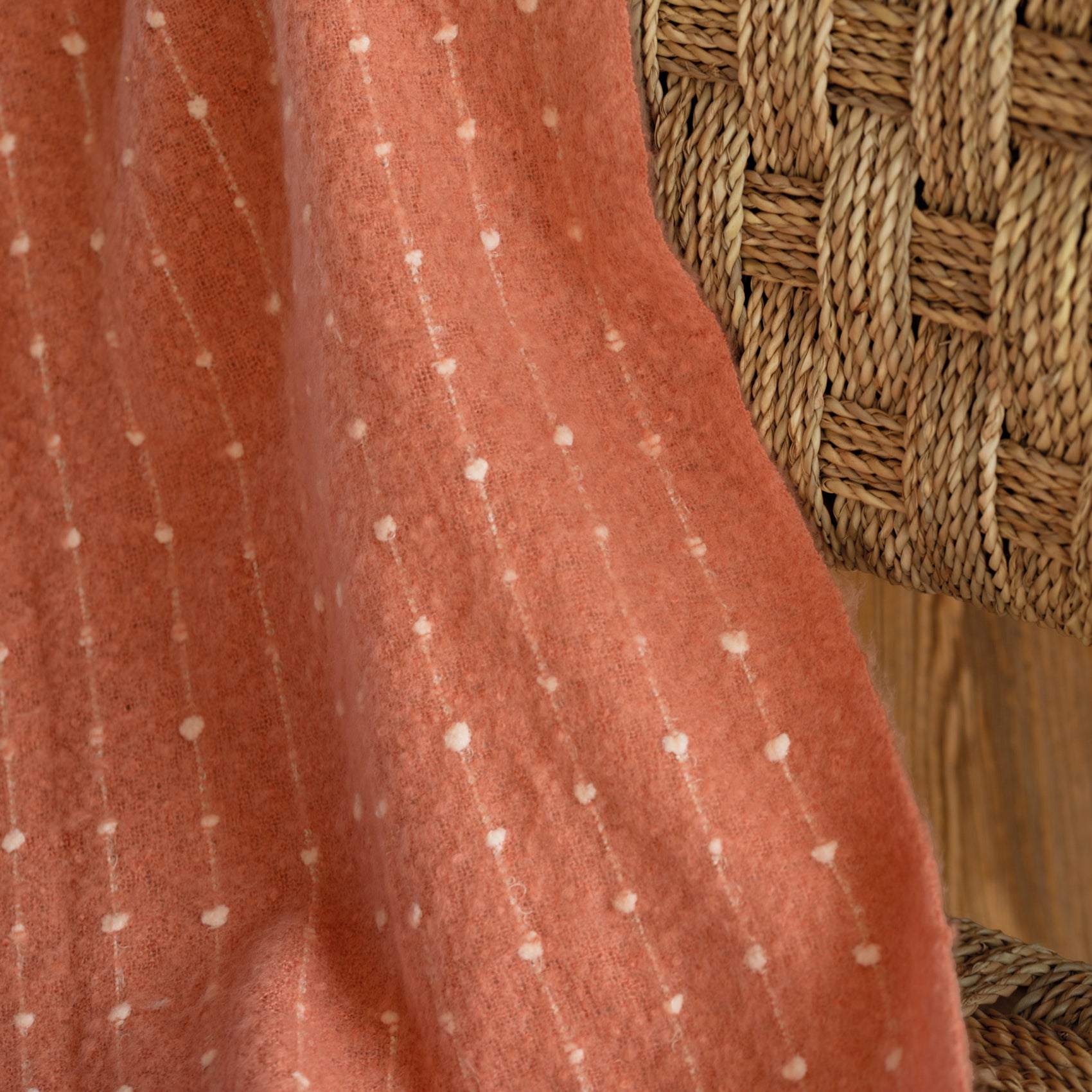 Plaid doux à franges aspect mohair - Terracotta - 130x180 cm - Polyester - 2