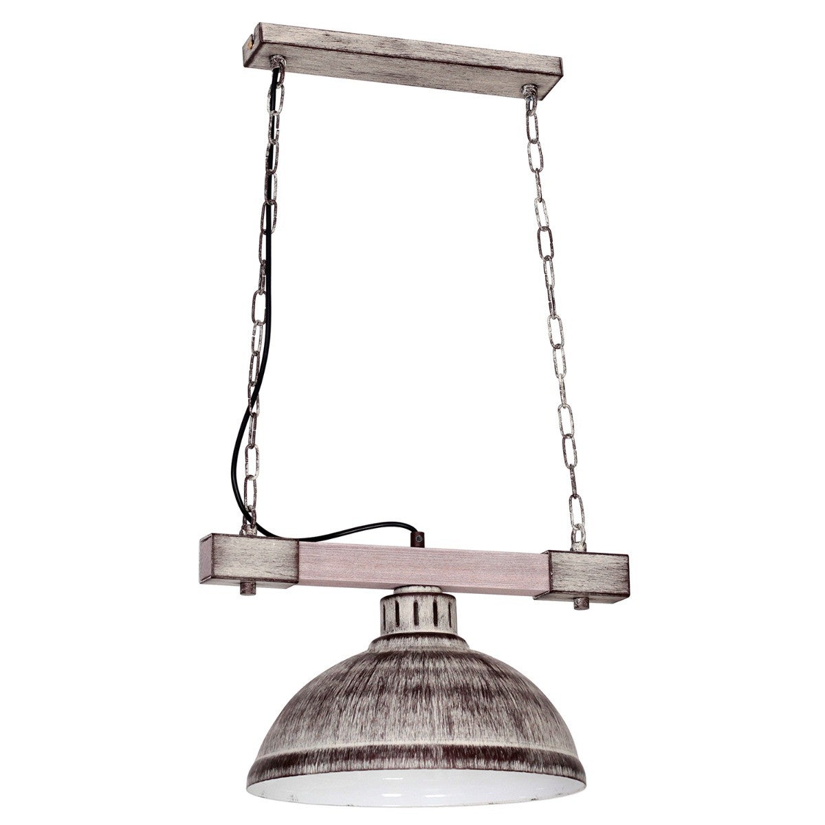 Lampa wisząca Hakon szaro-aluminiowy-jasne drewno 1xE27x15W wym: 70 x 40 x 30 cm metal Luminex