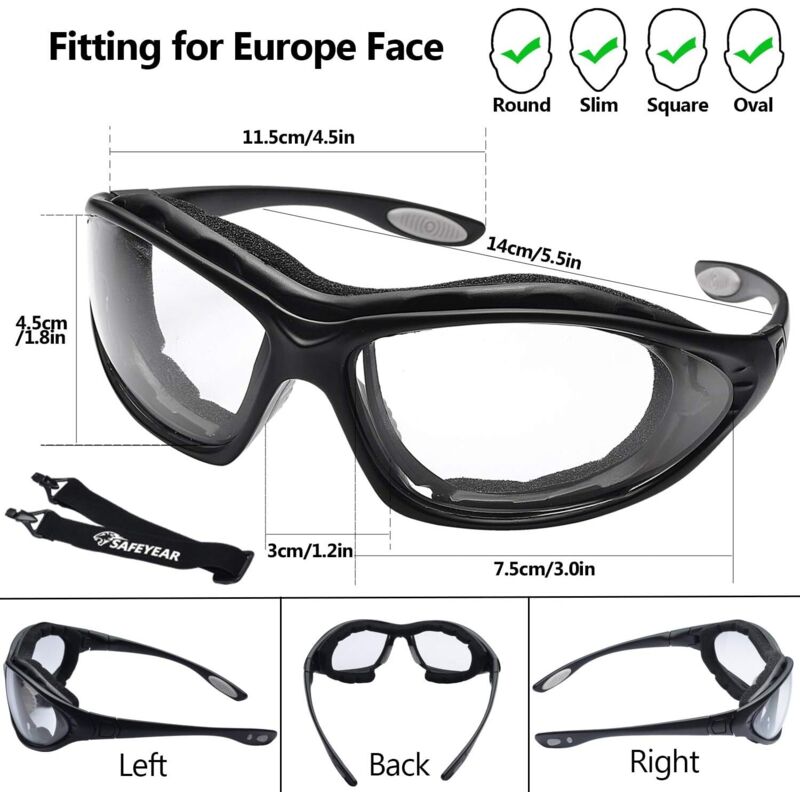 Gafas seguridad trabajo con antivaho y cinta para el cuello seguridad contra rayaduras adecuadas para el tiro cocina el laboratorio protección UV más - 4