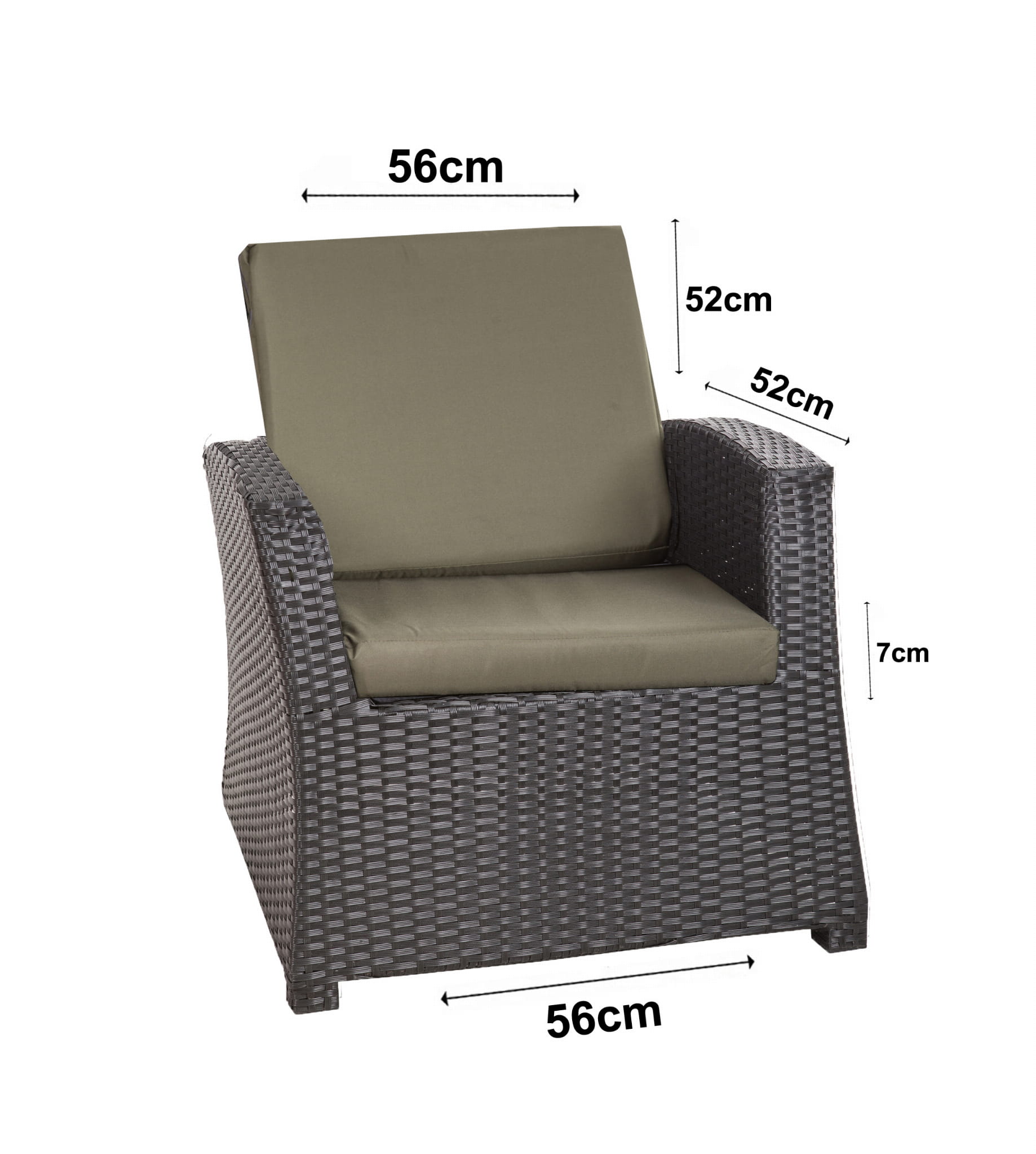 Cuscino per sedia in polyrattan 56x52x7cm Set di 4 cuscini per sedia- Cuscino per poltrona da giardino Verde/ cuscino schienale seduta per esterni - 3