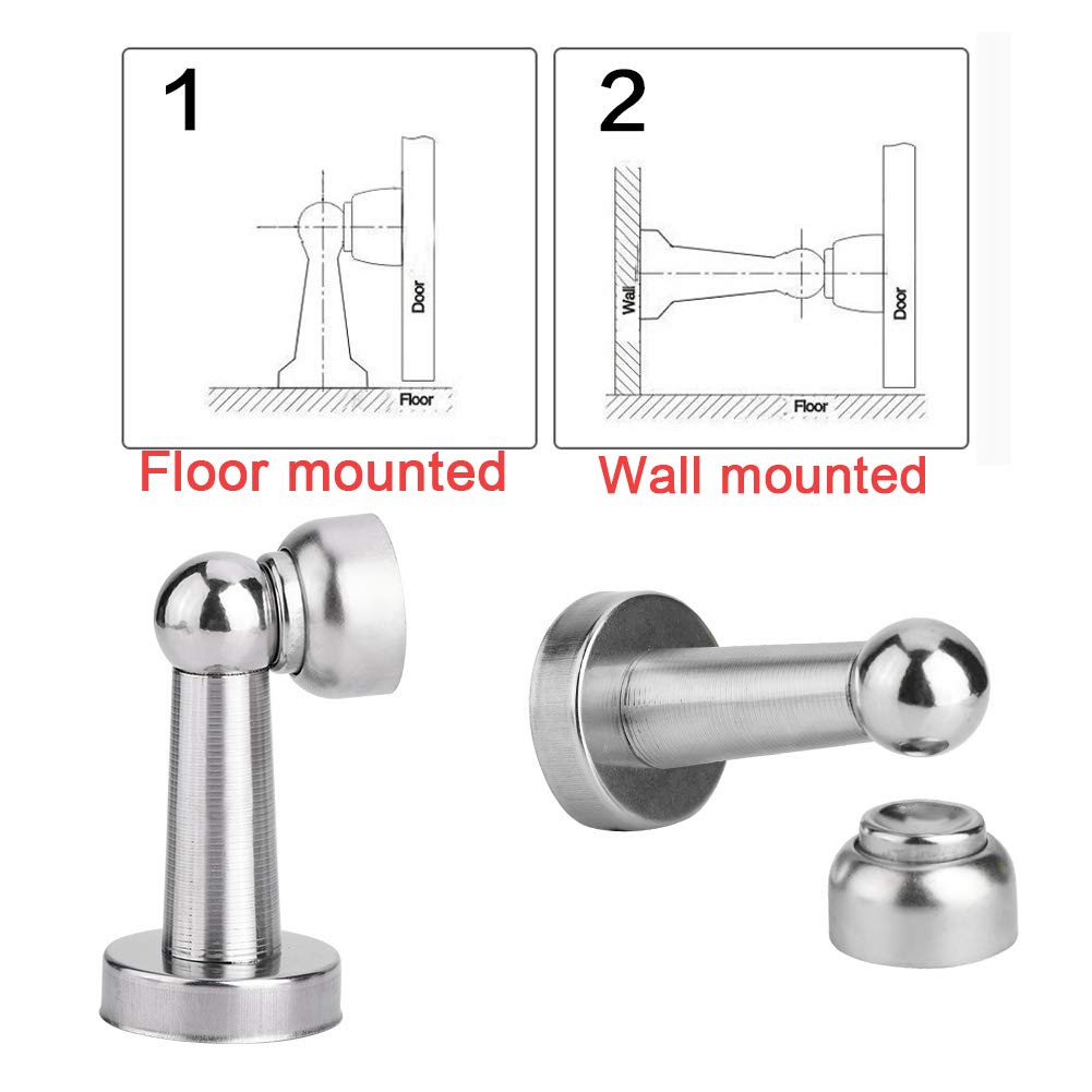 Butée de Porte Magnétique, Arrêt de Porte Aimanté, Butoirs de Porte Sur le Sol ou le Mur, Loquet de Porte Support de Porte avec Vis de Fixation - 3