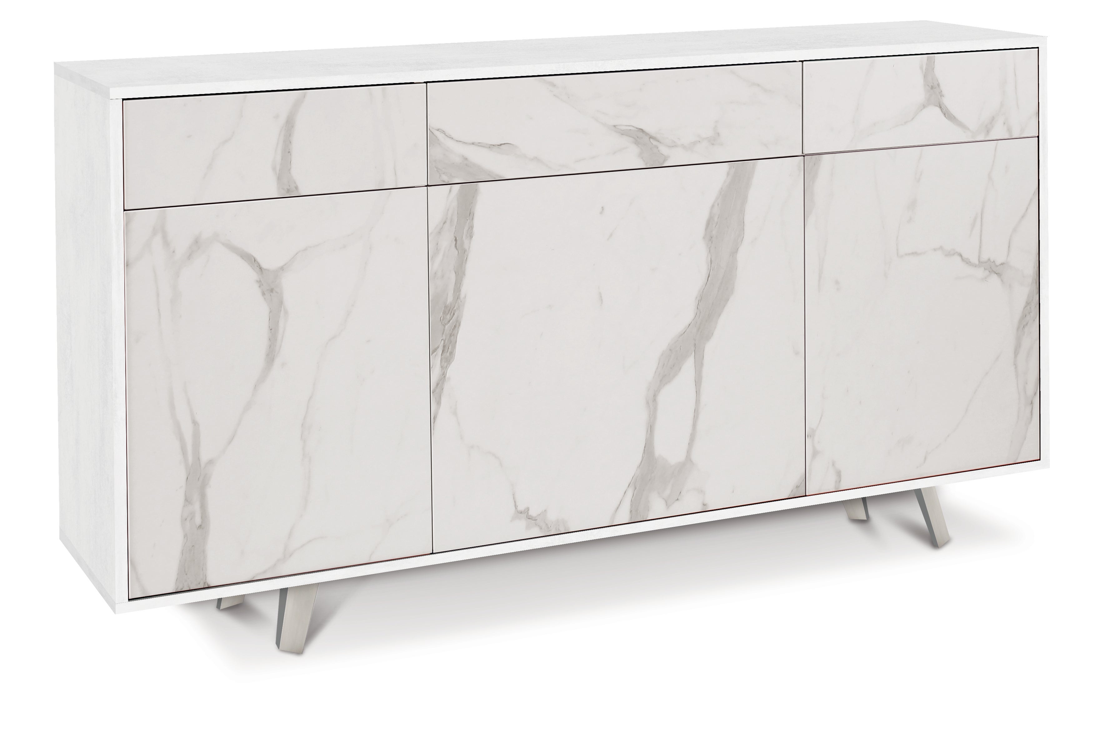 KIT ARMOIRES 3 PORTES 3 TIROIRS Couleur Blanc Oxyde - 8