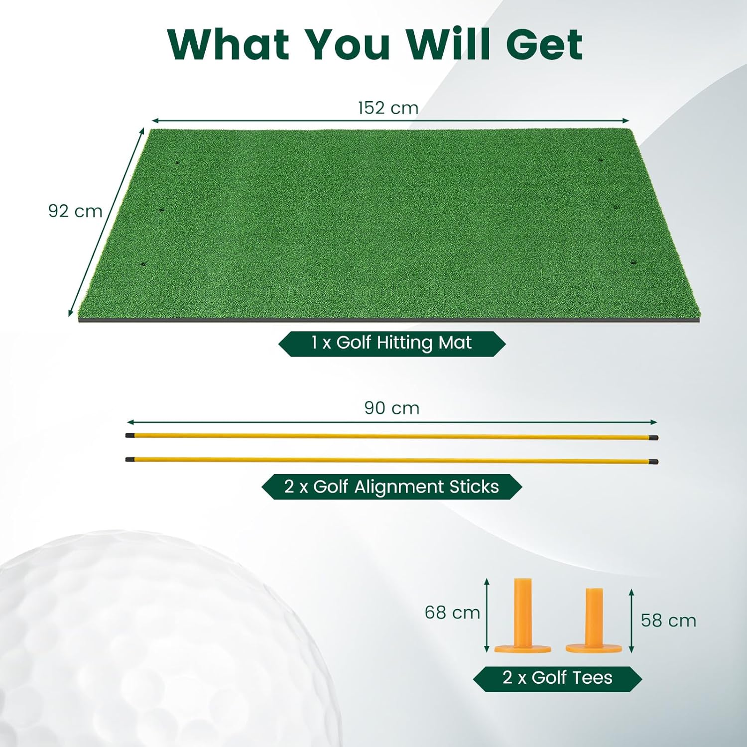 Tapis de Frappe de Golf 152x92cm, Tapis de Gazon Synthétique de pour l'Entraînement en Intérieur et en Extérieur, Aides à l'Entraînement - 5