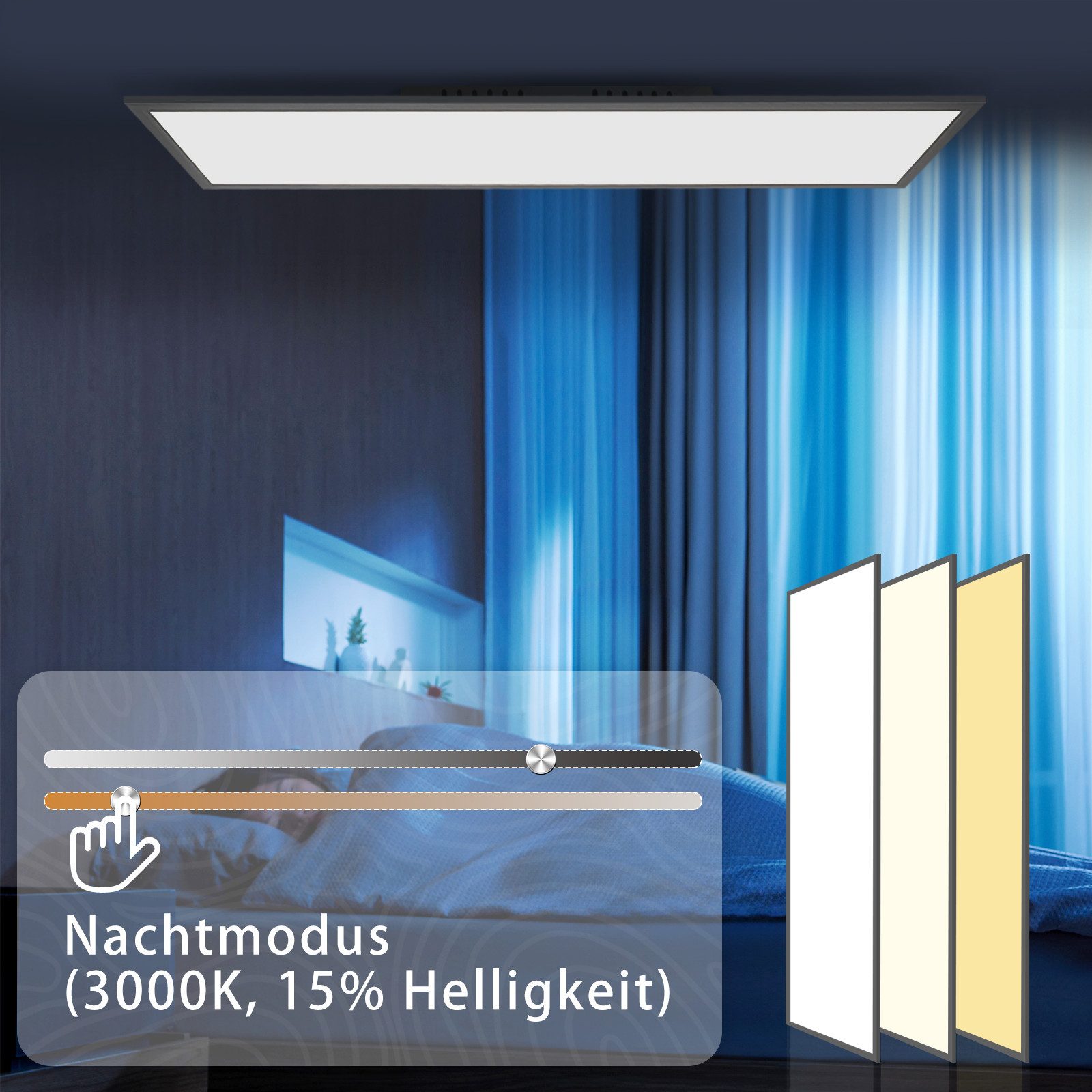 Plafoniera LED NETTLIFE 120x30 - Pannello da soffitto dimmerabile, lampada a luce diurna lunga, scrivania piatta con telecomando, 40W - 4