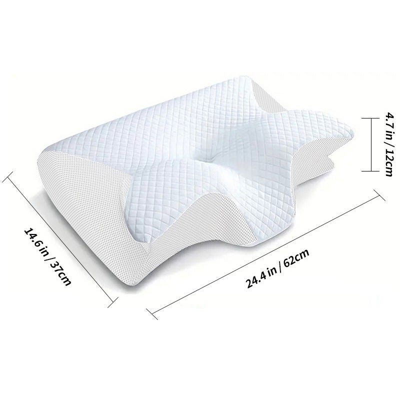 Oreiller d'angle papillon, oreiller de soutien cervical, oreiller en mousse à mémoire de forme, noyau et taie d'oreiller, blanc - 2