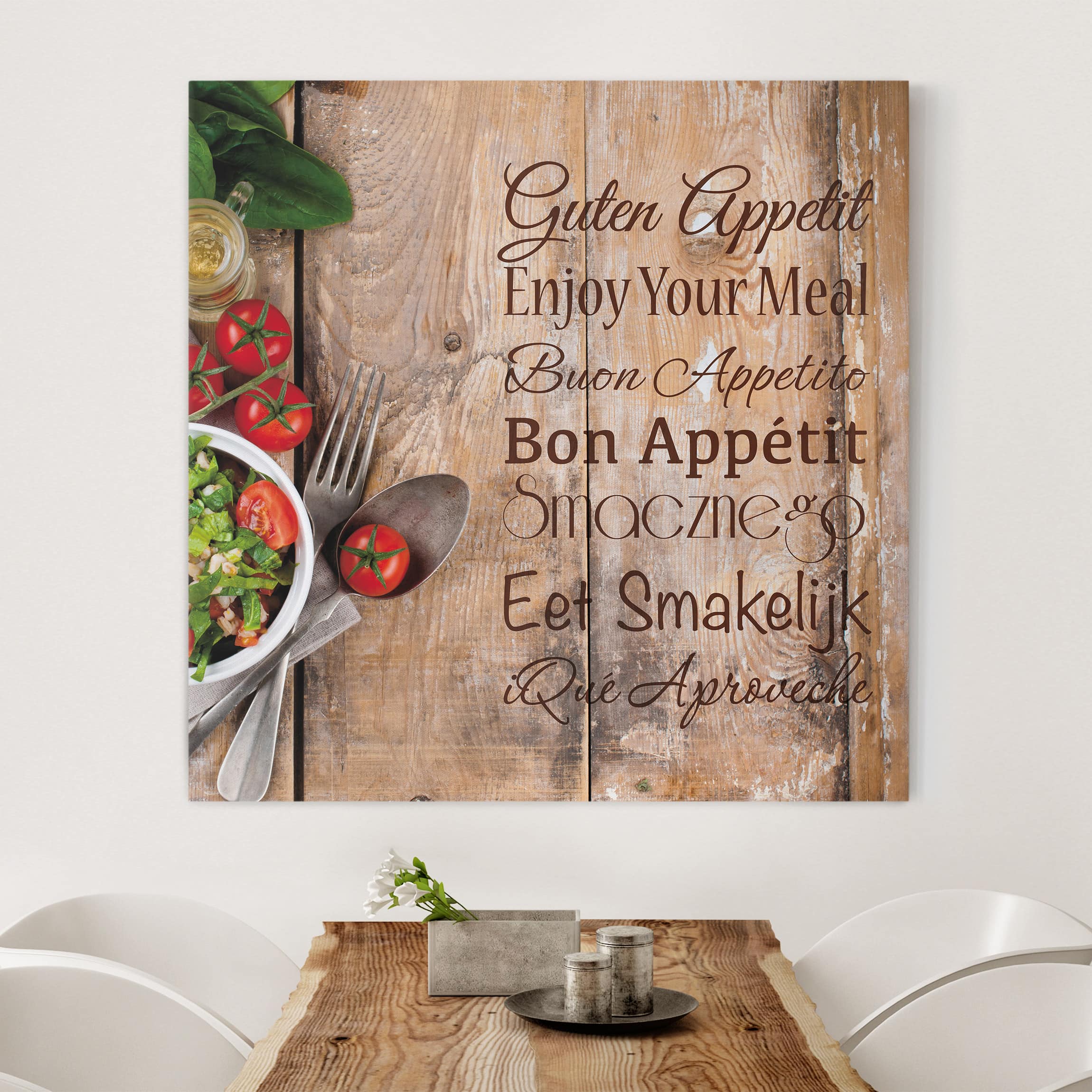 Lienzo cuadro en lienzo bastidor impresion en lienzo marrón culinario shabby fotografía 234 cocina comedor 80 x 80 cm