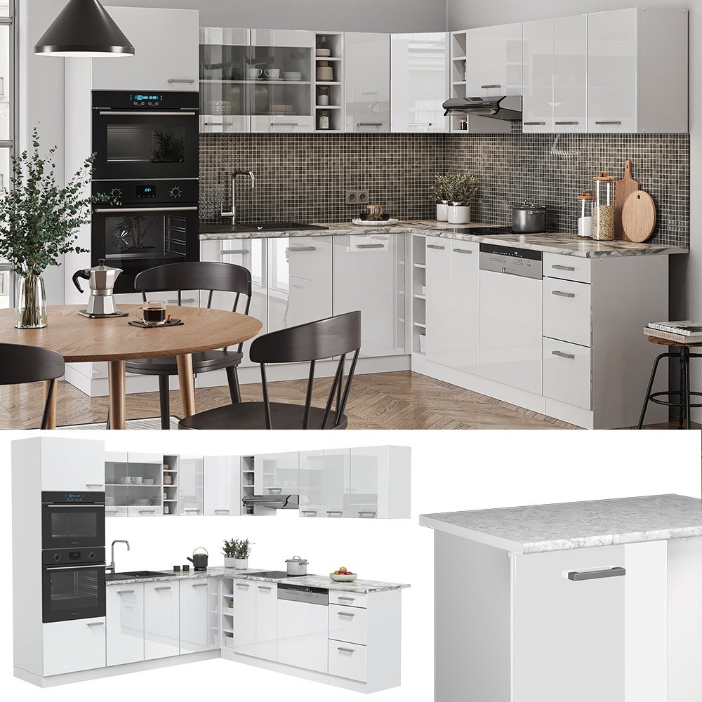 Vicco Cuisine en angle R-Line, Blanc Haute brillance/Blanc, 247 x 237 cm, PT Chêne - 5