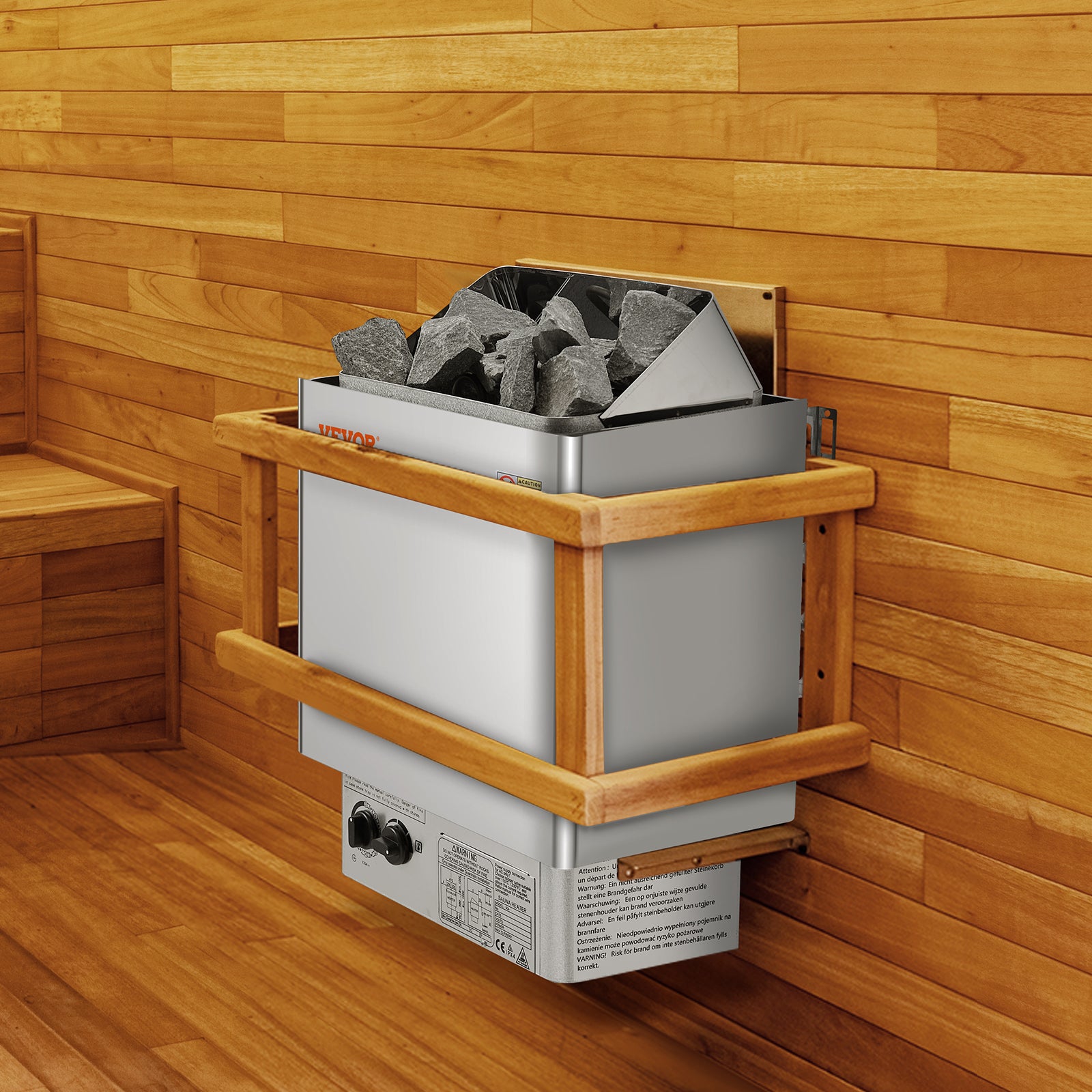 Poêle Sauna Électrique VEVOR, 8 kW, 400 V 3 N, avec Minuterie 3 h, Contrôleur Intégré, 110℃ Max, pour Sauna 8-12 m³, Spa Hôtel, Pierres Non Incluses - 8