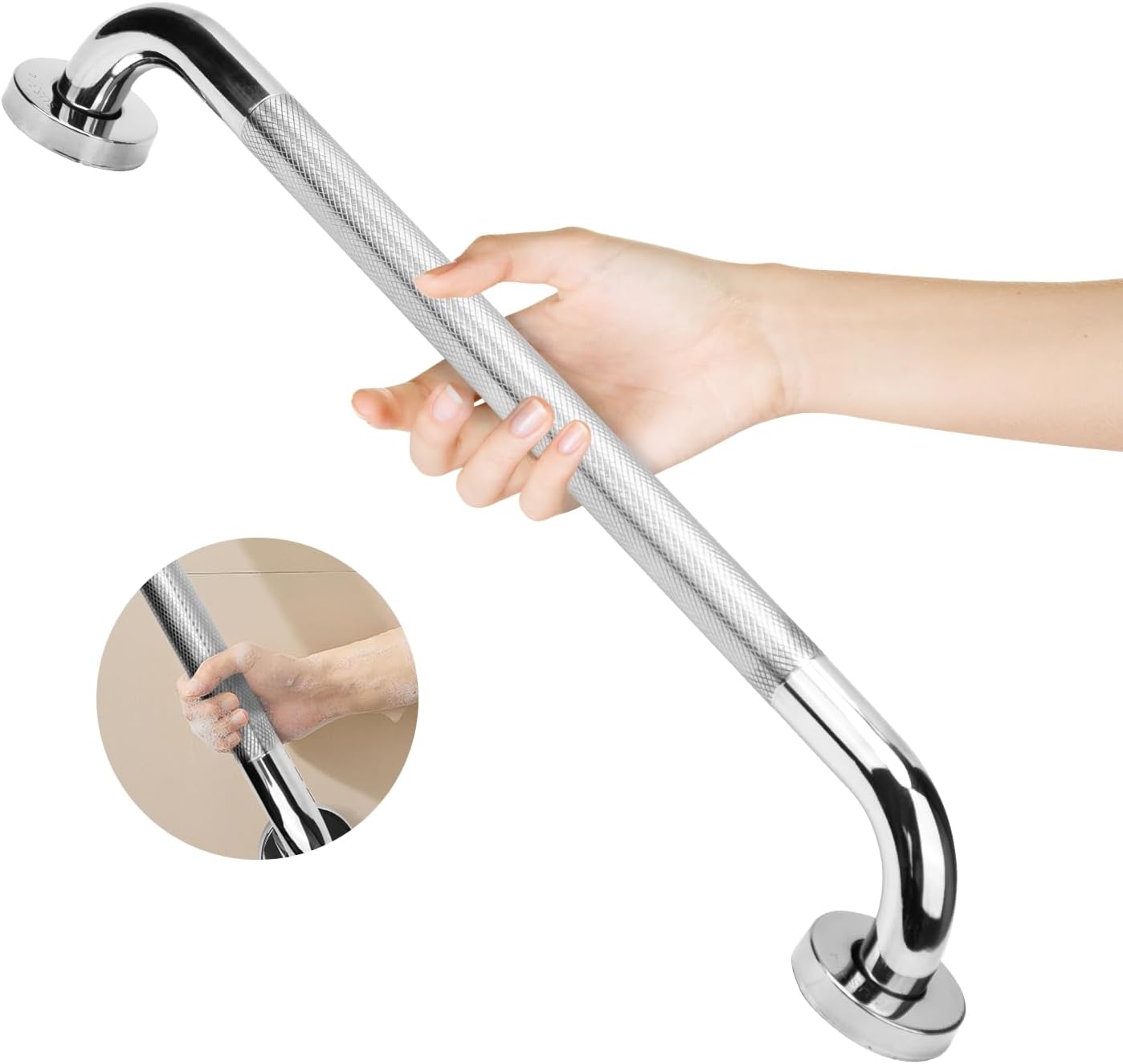 Poręcz łazienkowa ze stali nierdzewnej, antypoślizgowa poręcz bezpieczeństwa dla osób starszych, do wanny i schodów, 50 cm