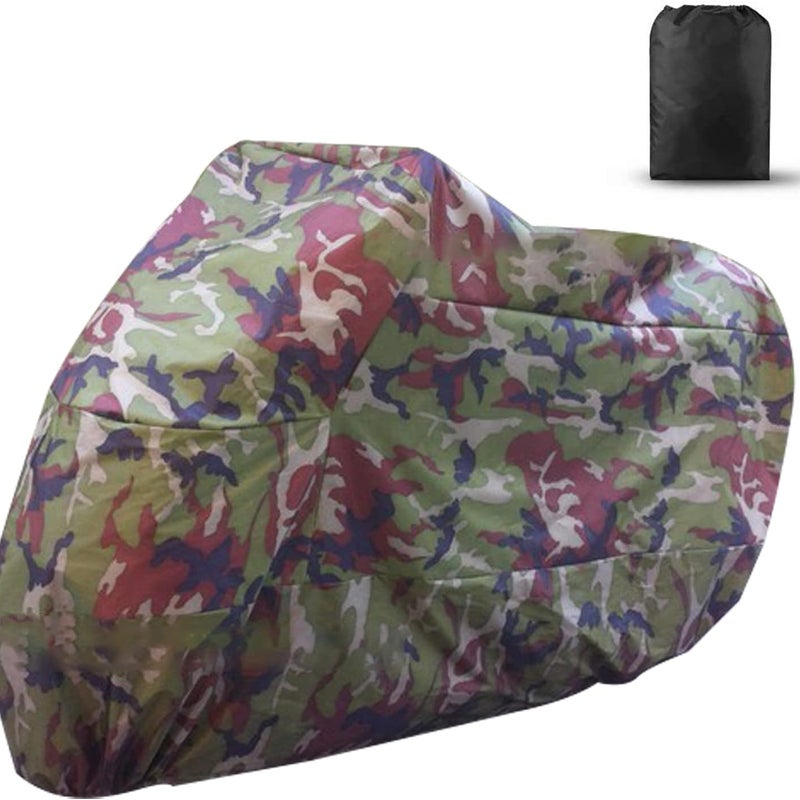 Pokrowiec na motocykl (XXL), wodoodporny, odporny na zimę, do użytku na zewnątrz, na motocykl, rower, zielony, wielokolorowy