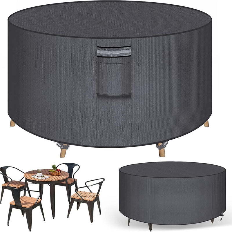 Okrągły obrus na stół ogrodowy z otworami wentylacyjnymi, wykonany z tkaniny Oxford 420D, wodoodporny, wiatroszczelny i odporny na promieniowanie UV,