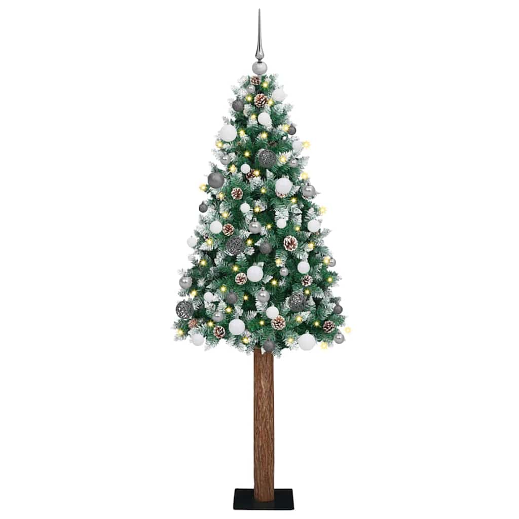 Szczupła Choinka Zielony 180 cm PVC i lite drewno sosnowe vidaXL