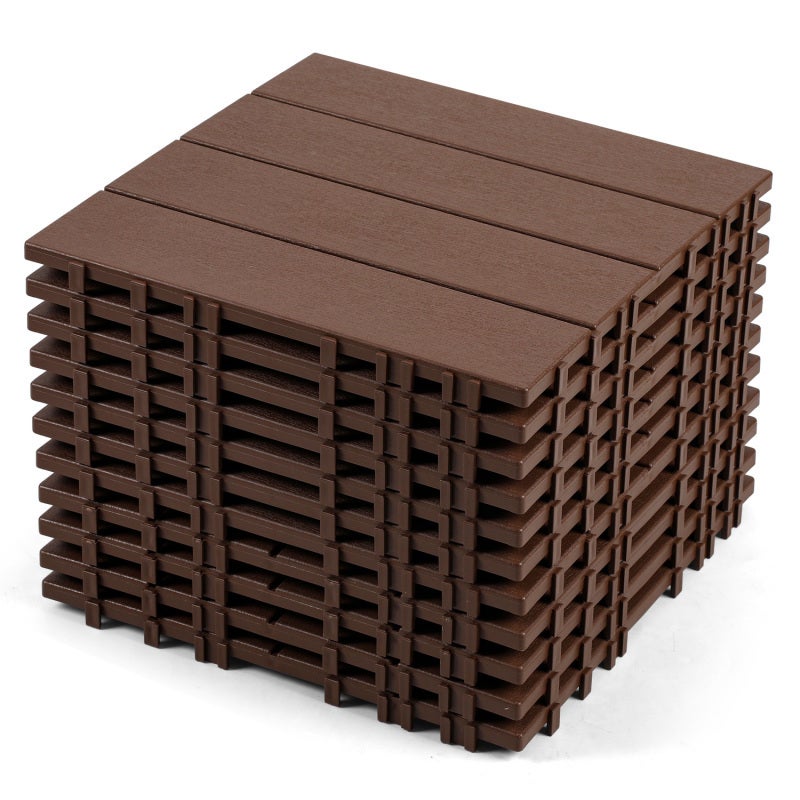 66x Płytki tarasowe Kwadratowe - Panele łączące DIY - Do tarasów - Plastikowe - 30x30 cm - 66 sztuk/6 m² - Brązowe