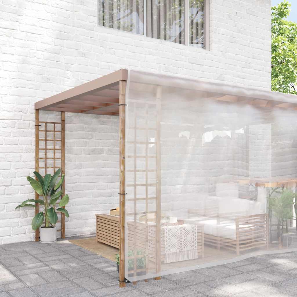 Bâche Transparente PVC 450g/m² Avec Œillets - Rideau Extérieur Robuste 3.2x2.6m Pour Pergola, Terrasse, Gazebo, Serre, Auvent - Inclut Corde & Attaches