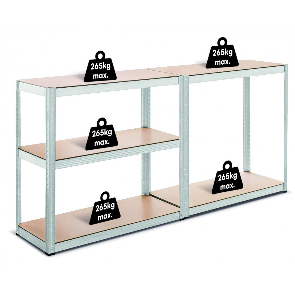 Lot de 4 étagères métal XXL grand modèle - Hauteur 2M20 Largeur 1m20 - charges très lourdes - 5 plateaux - 1325 Kg - 5