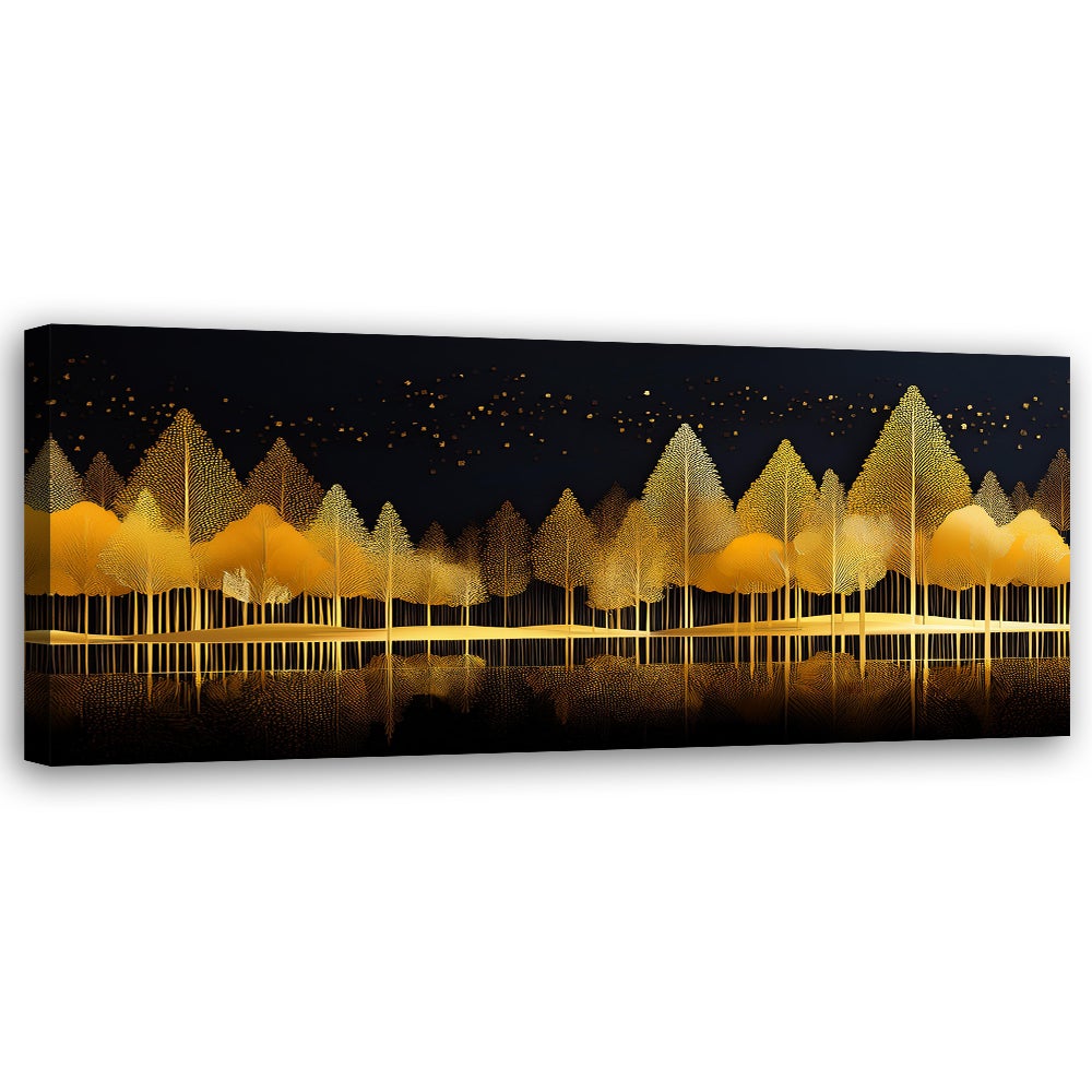 Obraz na płótnie, Złoty Las Abstrakcja Natura 120x40