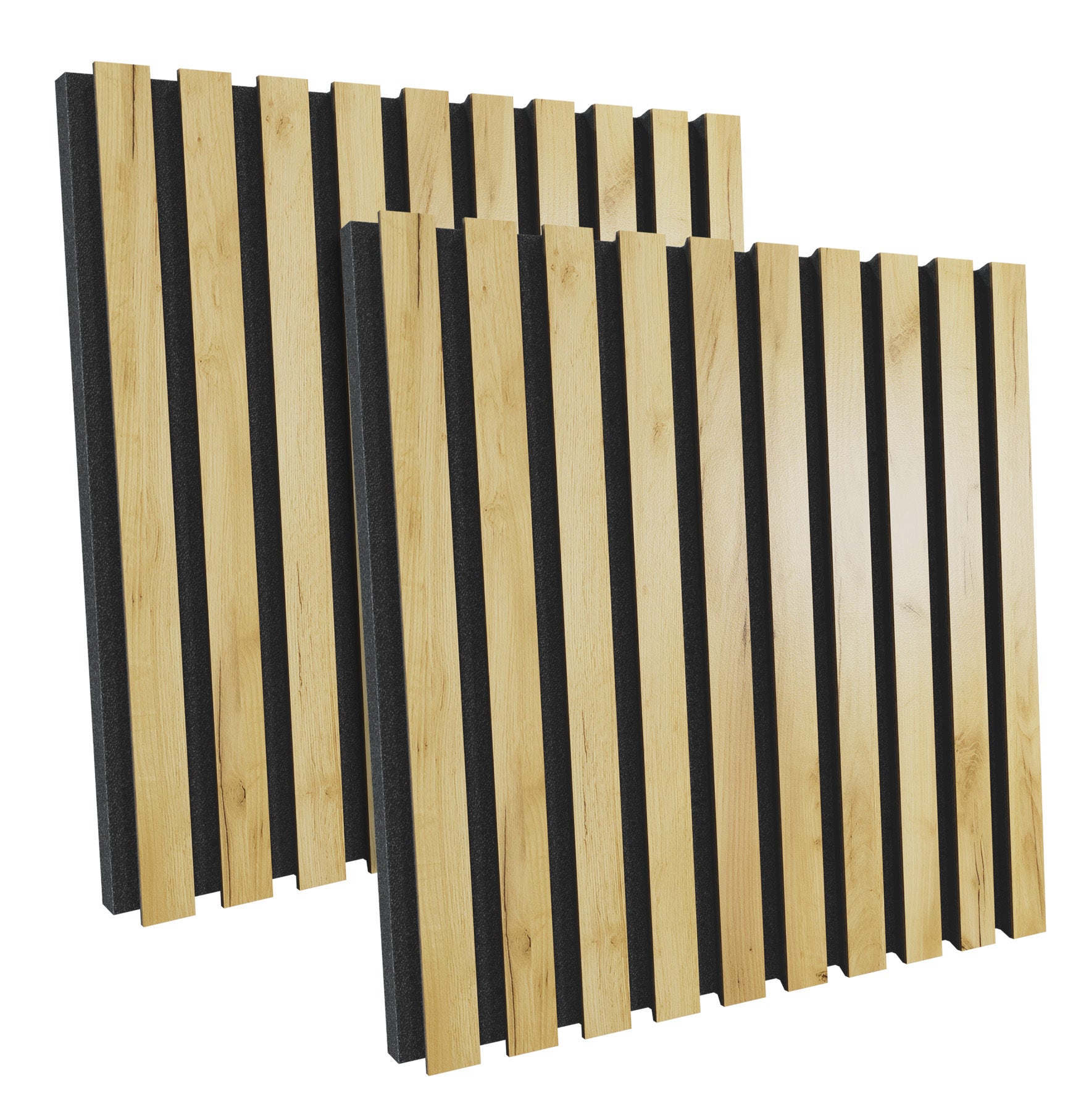 Lot de 4 Panneaux acoustiques insonorisants POLE 50x50x5 cm - 1 m² surf.totale - MDF perforé laminé et mousse acoustique - Chêne - 4