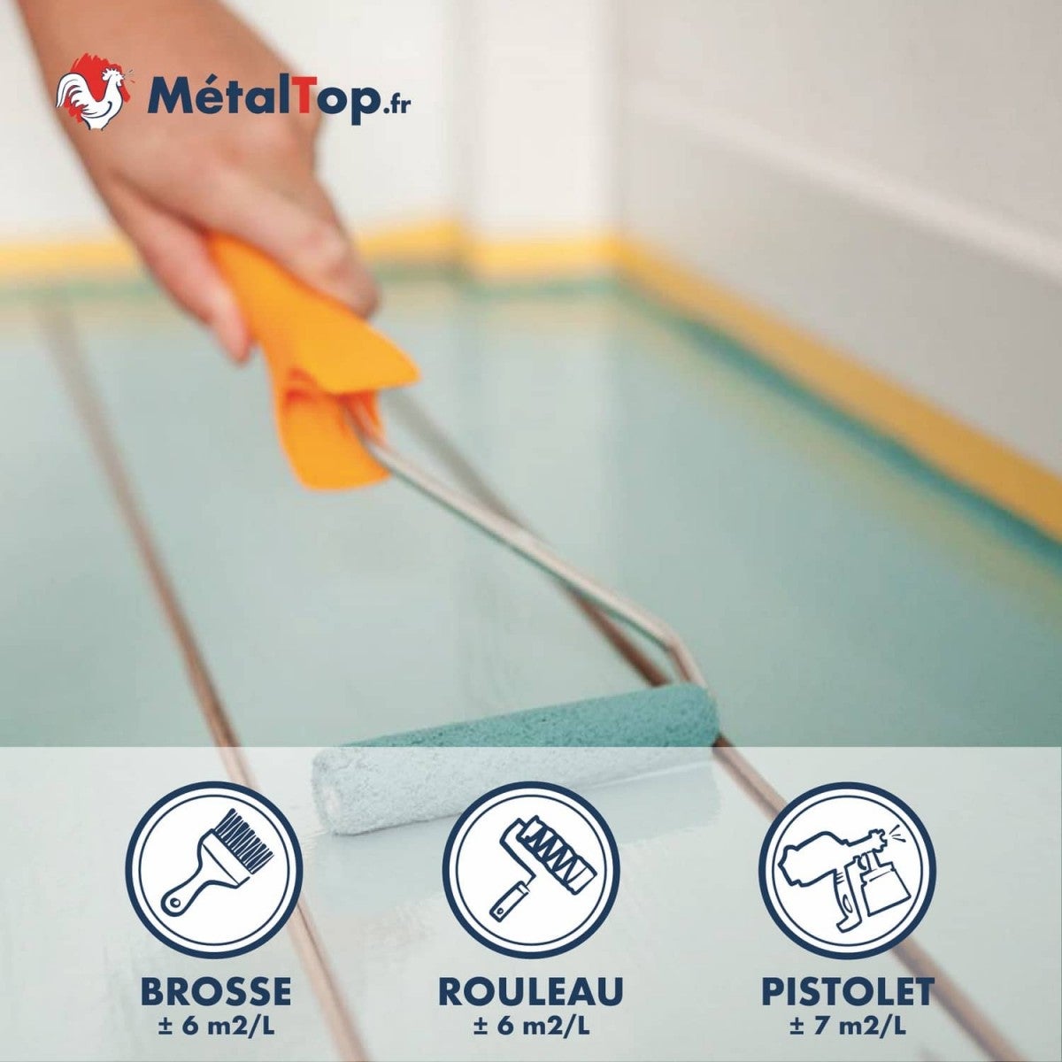 Peinture Sol Bois - Metaltop - Bleu vert - RAL 5001 - Pot 5L - 5