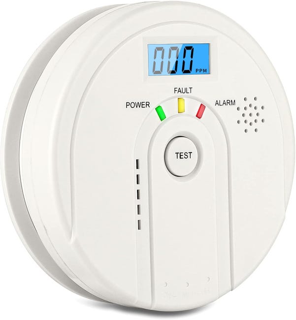 Detektor tlenku węgla 85 dB, detektor CO z ekranem LCD, czujnik tlenku węgla zasilany bateryjnie (3 baterie AA nie są dołączone)