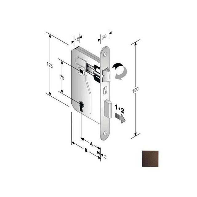 Serratura Patent Mm 8X70 E50 Bt Bronzata Gb