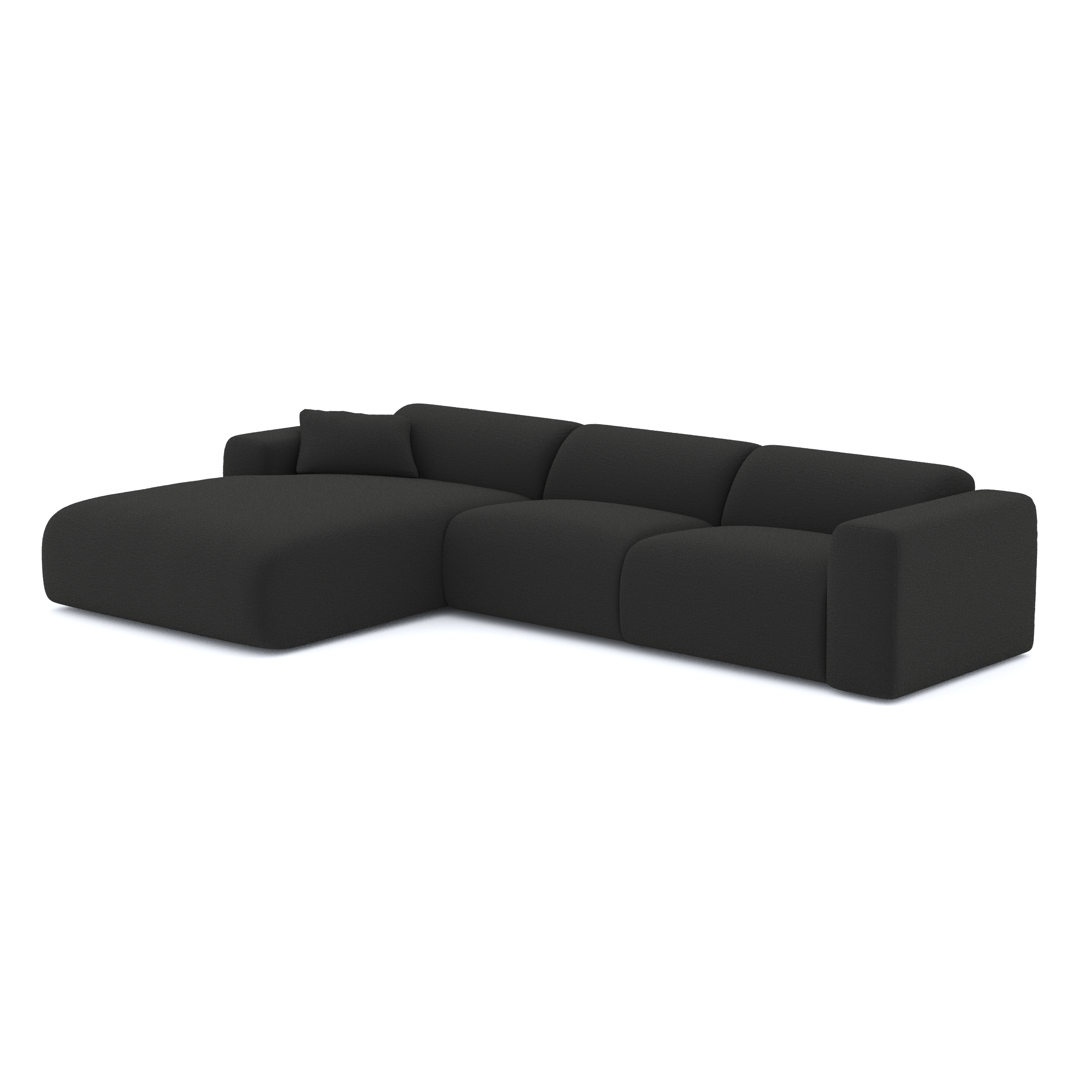 Canapé grand angle gauche Myra Tissu bouclette Anthracite foncé | Leroy ...