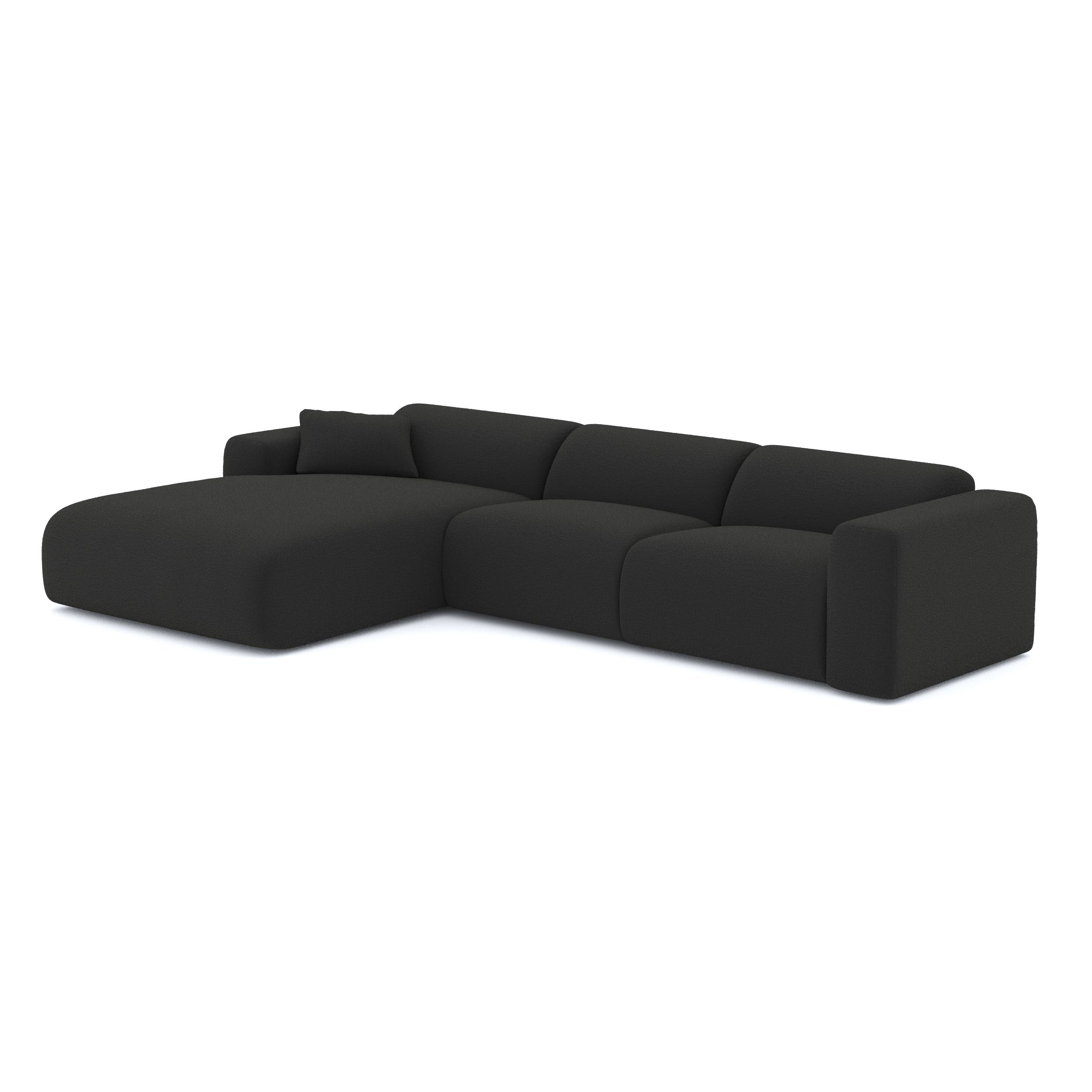Canapé grand angle gauche Myra Tissu bouclette Anthracite foncé | Leroy ...