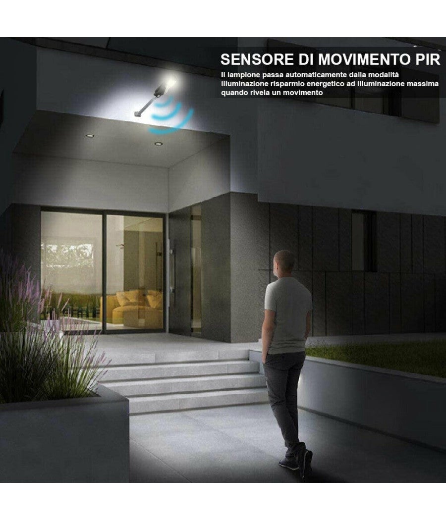 Trade Shop - Lampione Stradale Faro Led 90w Solare Luce Esterno Sensore Movimento Telecomando - - 3