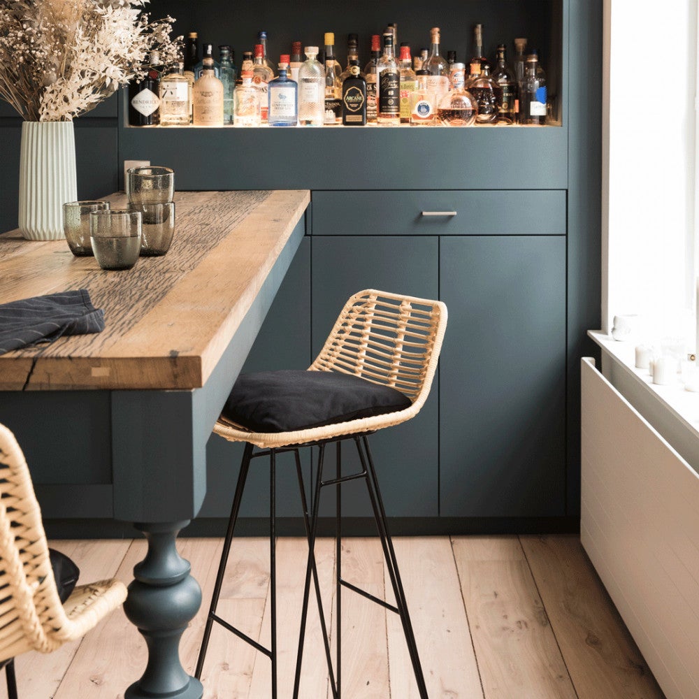 Capurgana - Lot de 2 chaises de bar design en rotin H67cm - Naturel - 2