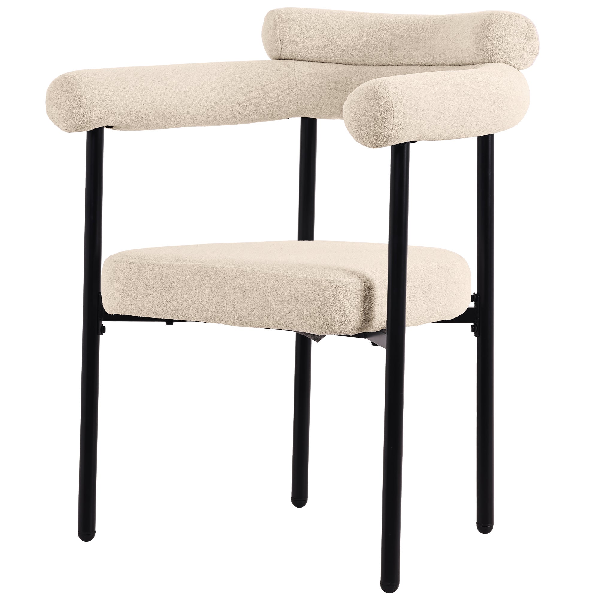 Ensemble table à manger + 6 chaises en velours - 140 x 80 x 75 cm - Bois MDF et métal - Plateau en effet marbre - Beige + blanc - 6