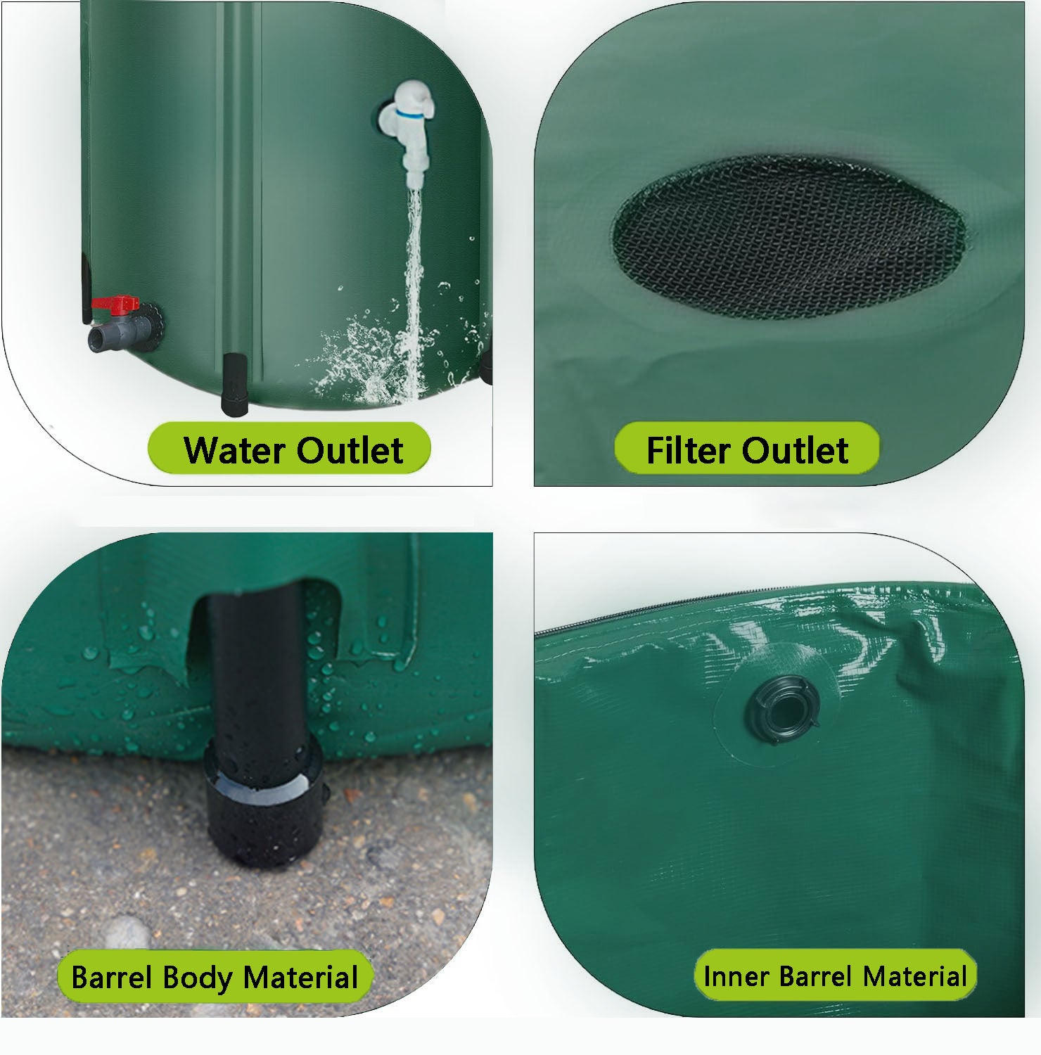 BETAFACE Seau à eau pliable, 50L, réservoir de stockage d'eau en PVC, avec robinet et filtre, résistant au soleil, pour le jardin et le camping (noir) - 3