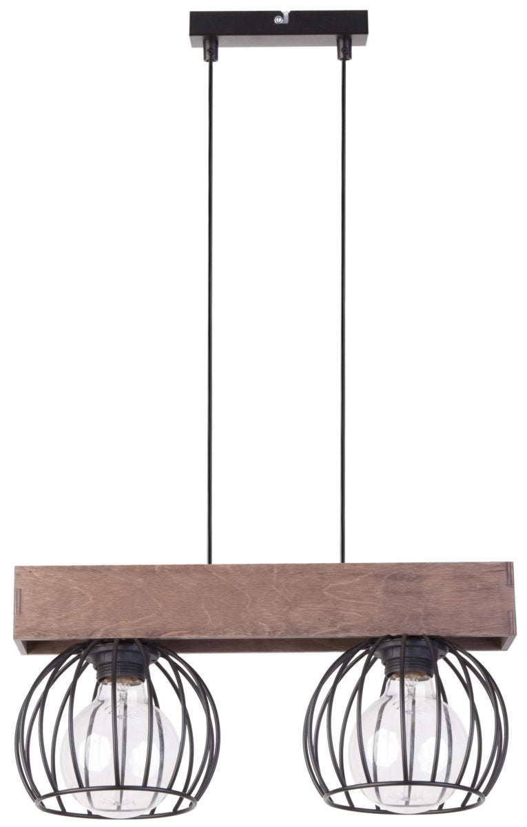 Lampa wisząca Milan czarna-ciemne drewno 2xE27x15W dekoracyjna wym: 90 x 41 x 16 cm metal SIGMA