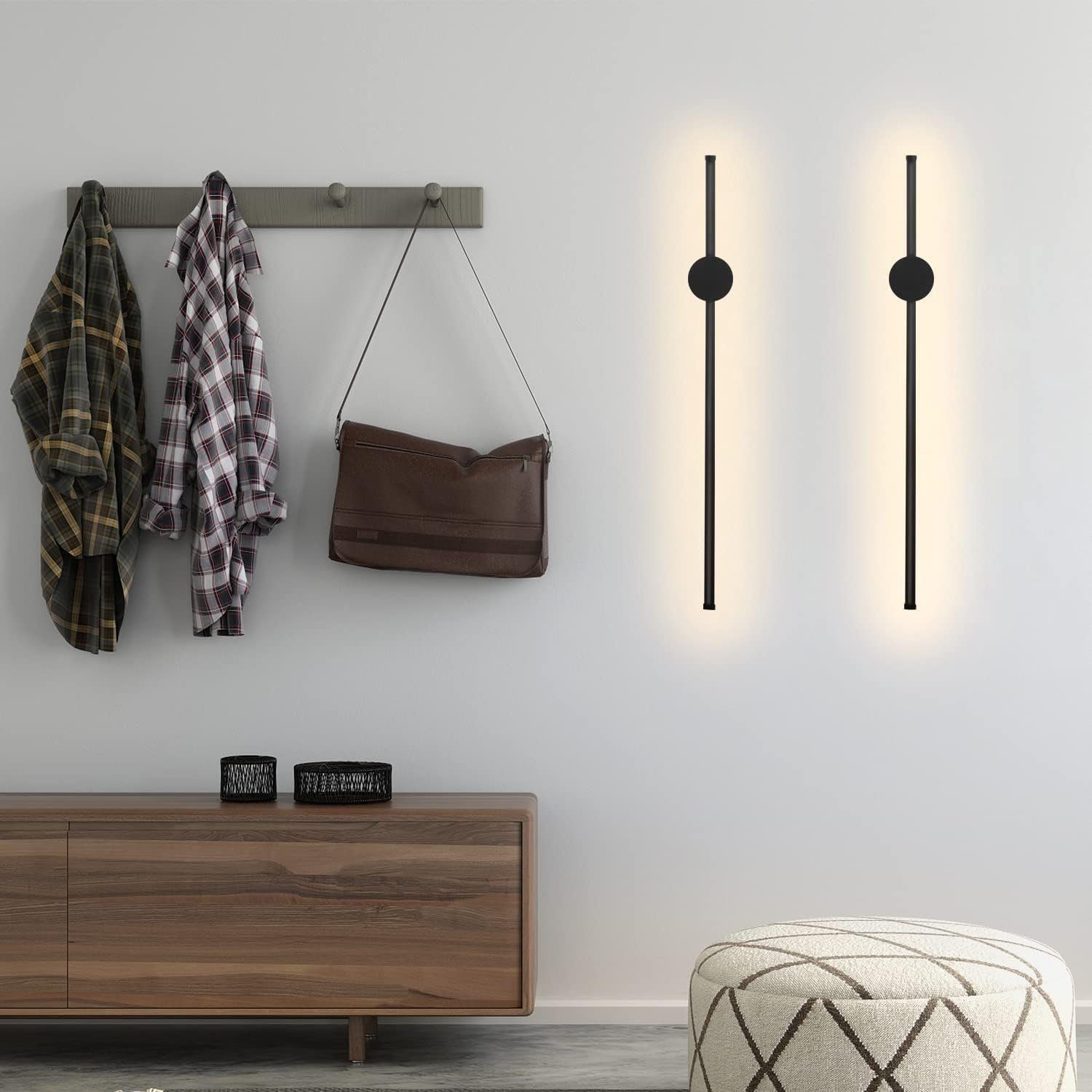 2 Applique murale LED noire à l'intérieur 60CM 3000K indirecte moderne Éclairage mural orientable à 90° - 2