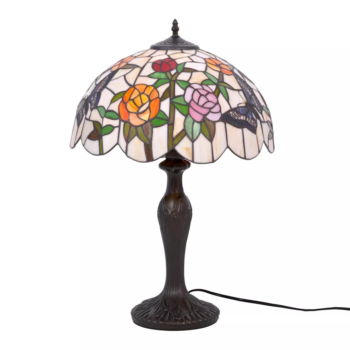 Lampa stołowa duża witrażowa typu Tiffany kwiaty ROSE K-G16835 Kaja