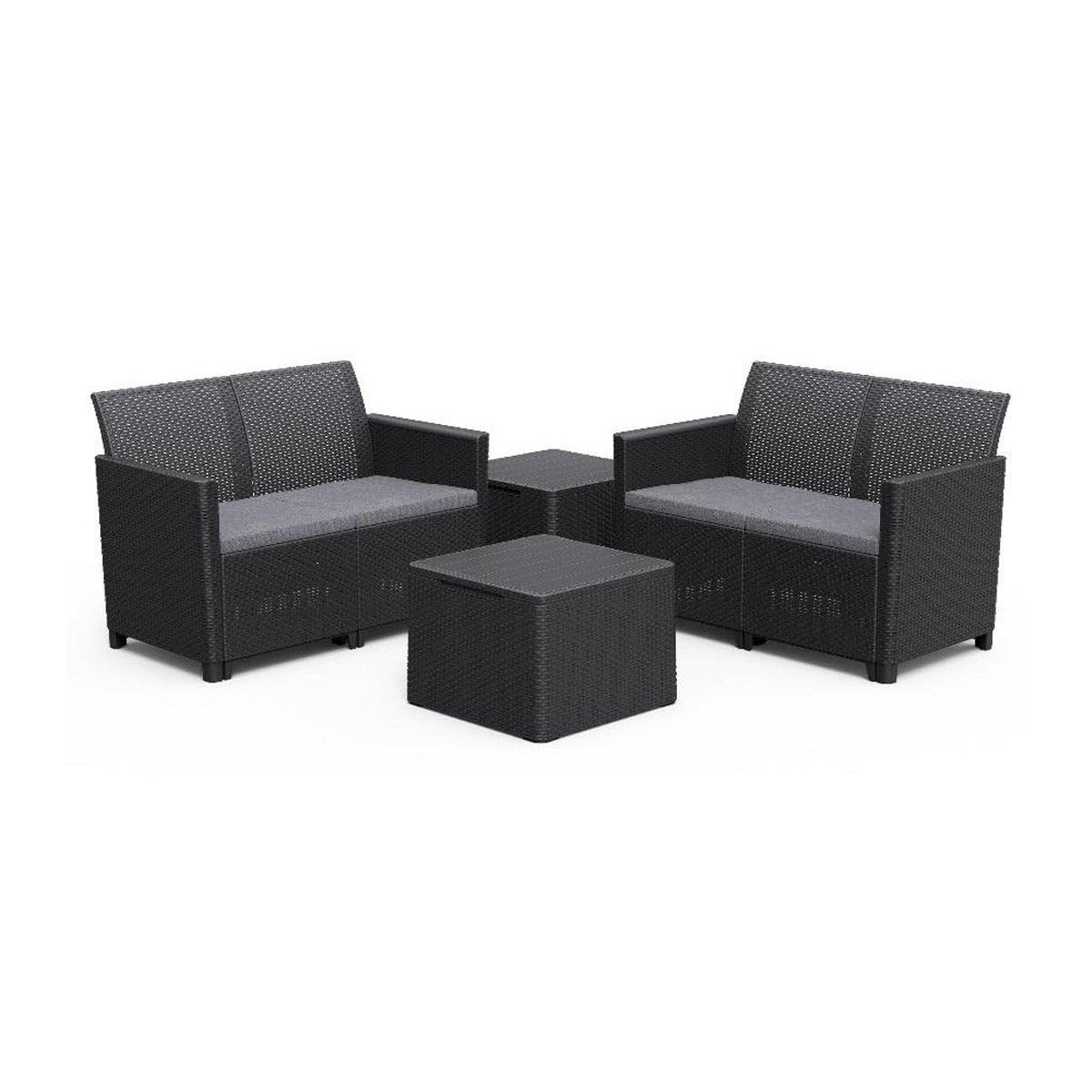Keter Set Da Giardino Claire 2 Divani 2 Posti E Tavolino Contenitore In ...