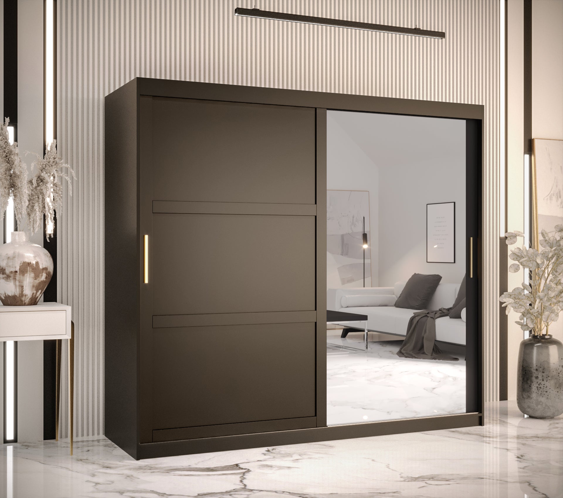 Szafa przesuwna garderoba RAMIRO 2 200 x 62 x 200 cm Czarny - Abiks Meble - 2