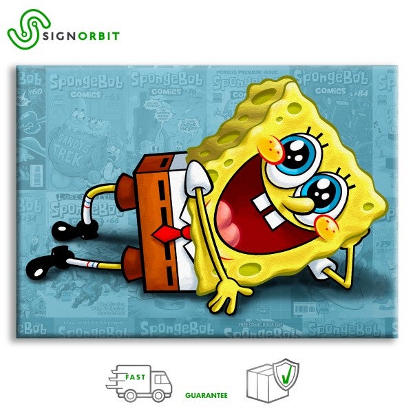 SPONGEBOB - Obraz na płótnie na drewnianej ramie 100x70 cm