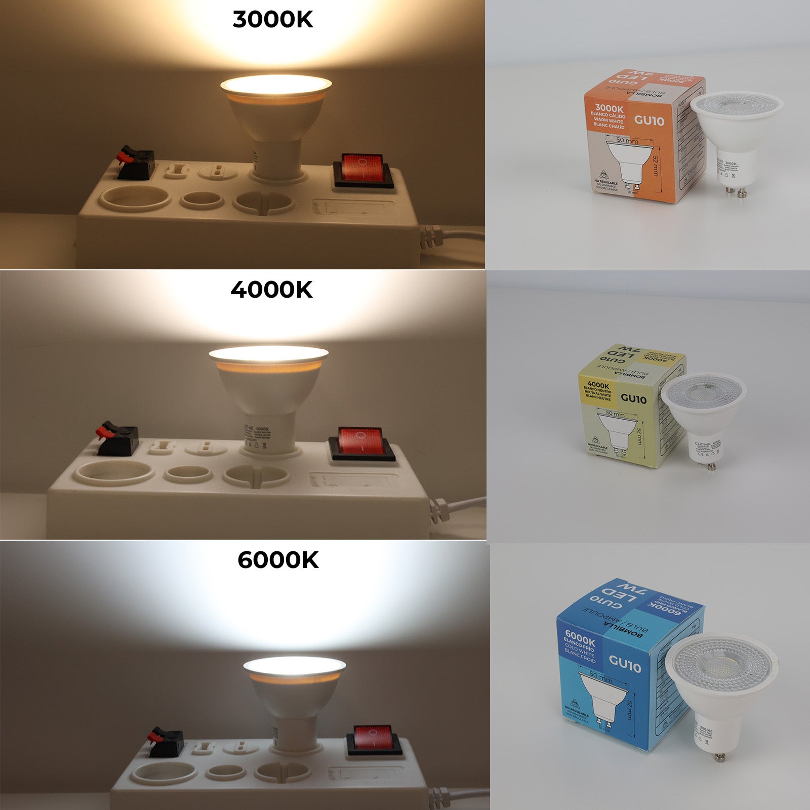 Pack de 10 Bombillas LED GU10 7W 45º SMD2835 665lm 220V 3000K Blanco Cálido No Parpadeo - 2