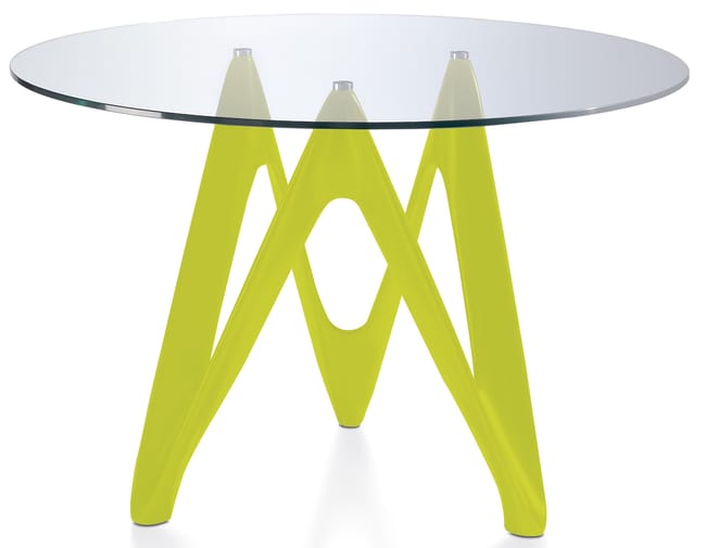 Table ronde design fibre de verre laqué jaune Perla-Dimensions D 110 x ...