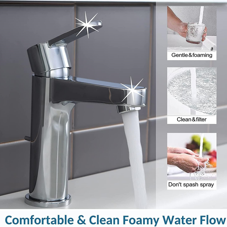 Mitigeur de Lavabo en laiton Robinet Salle Bain Laiton chrome Mitigeur Lavabo Eau Froide/Chaude Robinetterie pour Salle Bain - 5
