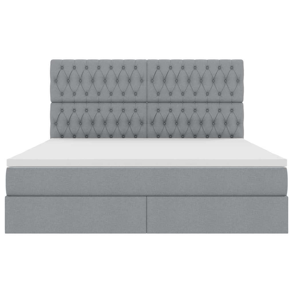 Lit avec rangement et matelas gris clair 180 x 200 cm tissu - 7