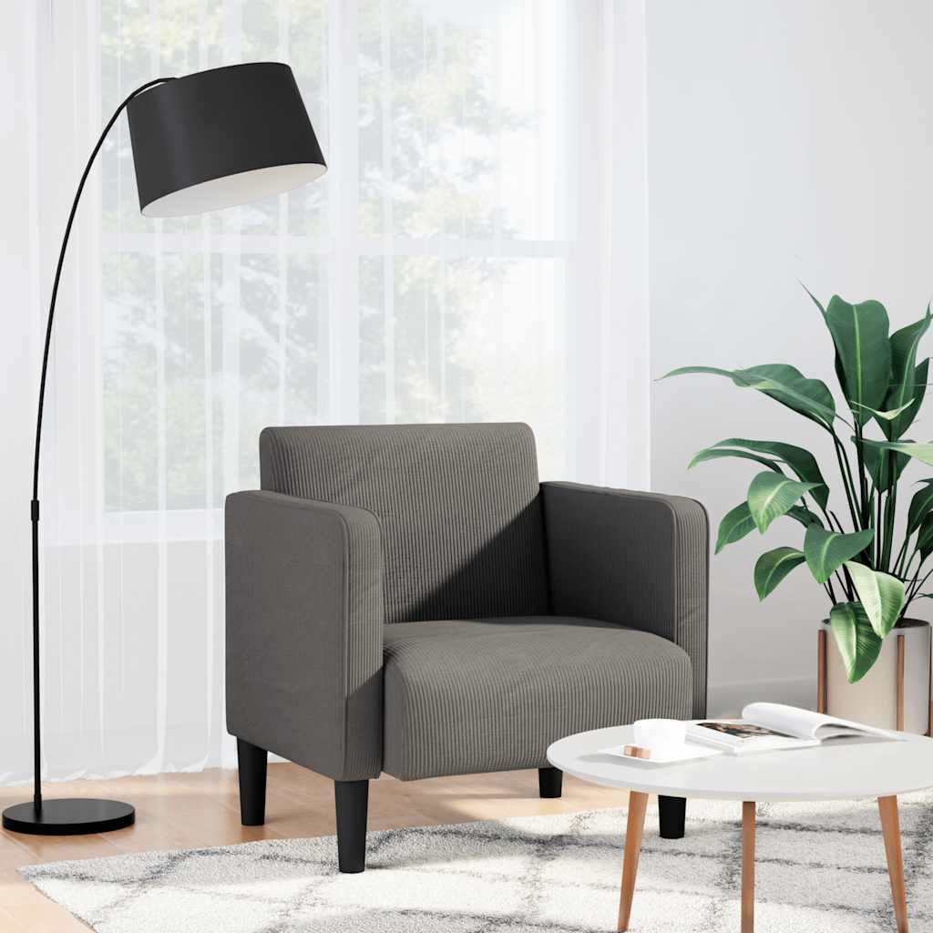 Sofa Fotel z Podłokietnikami Jasnoszary 54 cm Tkanina Kordowa vidaXL
