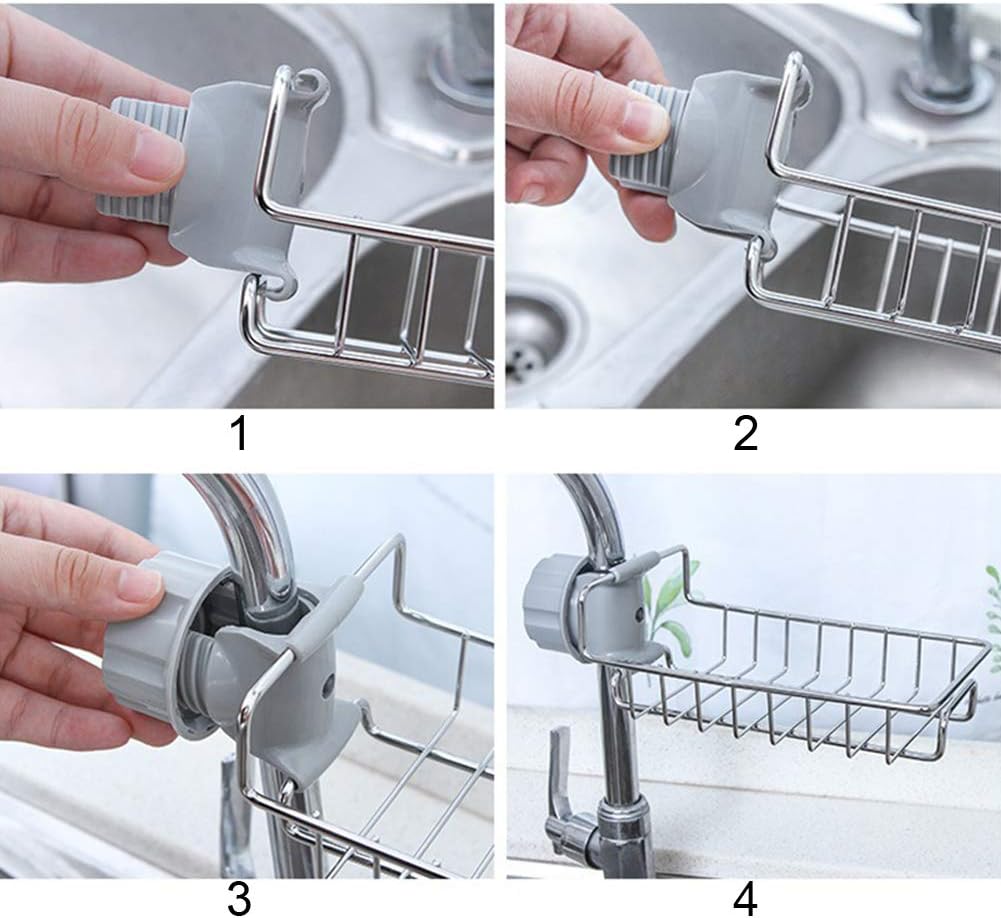 (1 pièce/petit) robinet de cuisine en acier inoxydable support d'évier éponge panier de vidange - 5