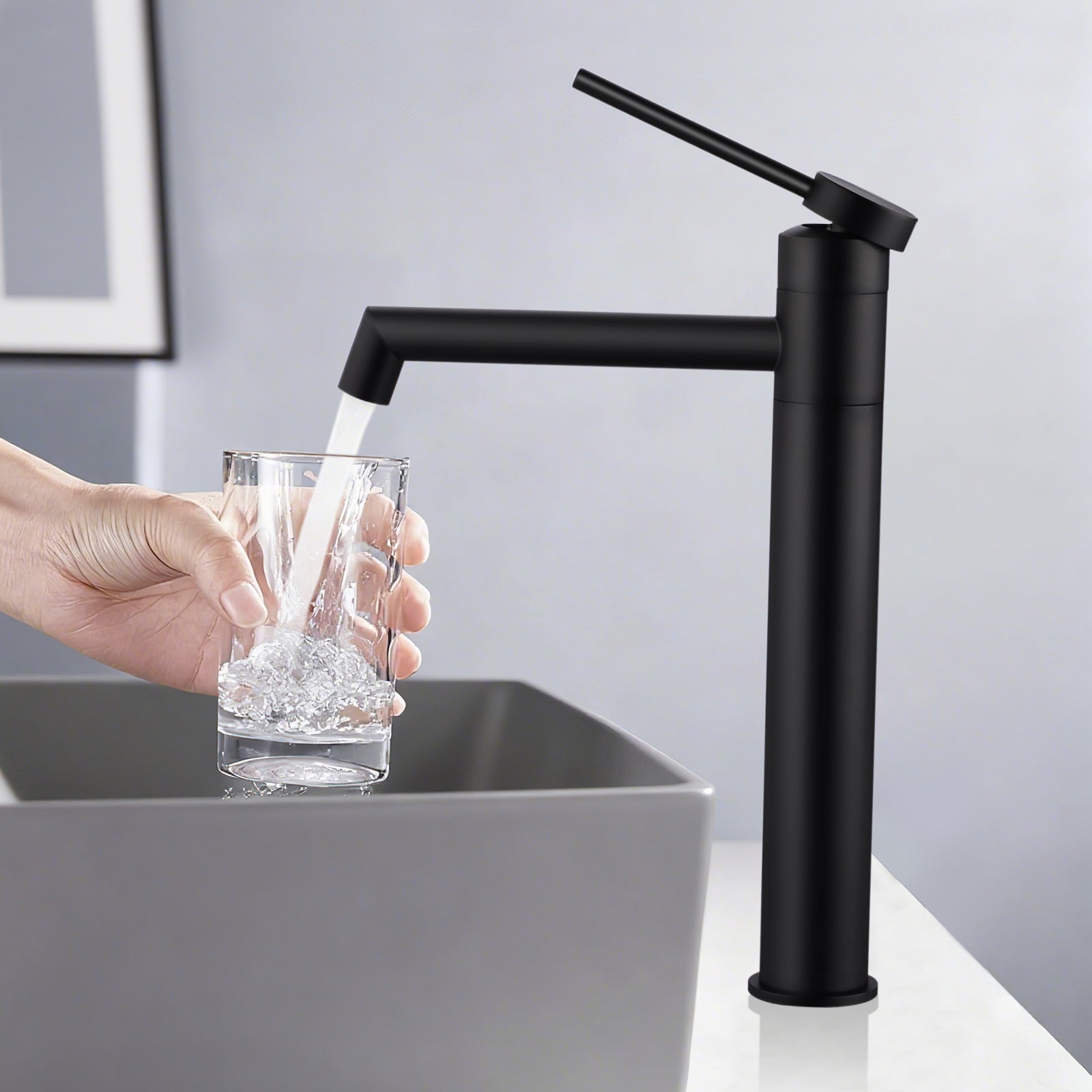 LOVHAUS Bateria Umywalkowa, Bateria Łazienkowa z Wylewką o Wysokości 210 mm, Bateria Jednouchwytowa Obrotowa o 360