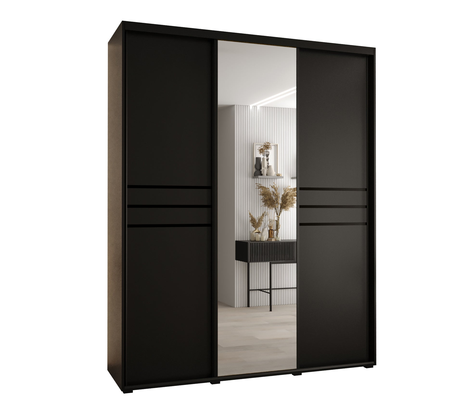Szafa przesuwna z lustrem wysoka Davos 11 200 x 60 x 235,2 cm czarny + czarny + u. czarny - Abiks Meble