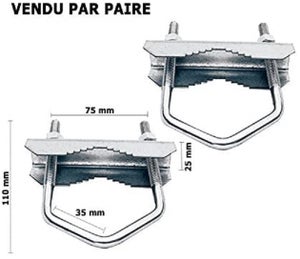 Fixation Murale Déport 90mm Pour Mât Antenne - Diamètre 25-50mm - Paire De 2 - Acier Galvanisé