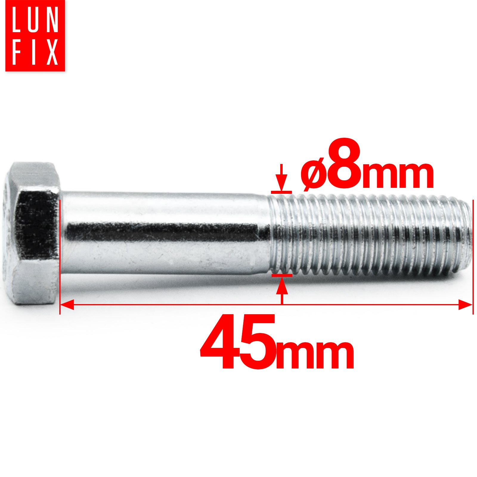 Śruba sześciokątna M8 45 mm DIN 931 kl. 8.8 1kg